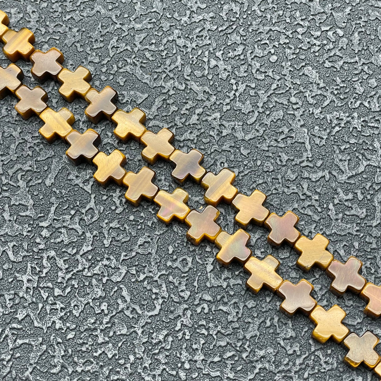 Yellow tiger eye cross long strands