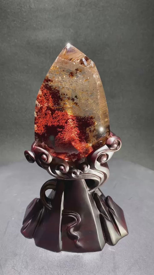 天然紅幽靈原石 Natural red garden quartz rough stone