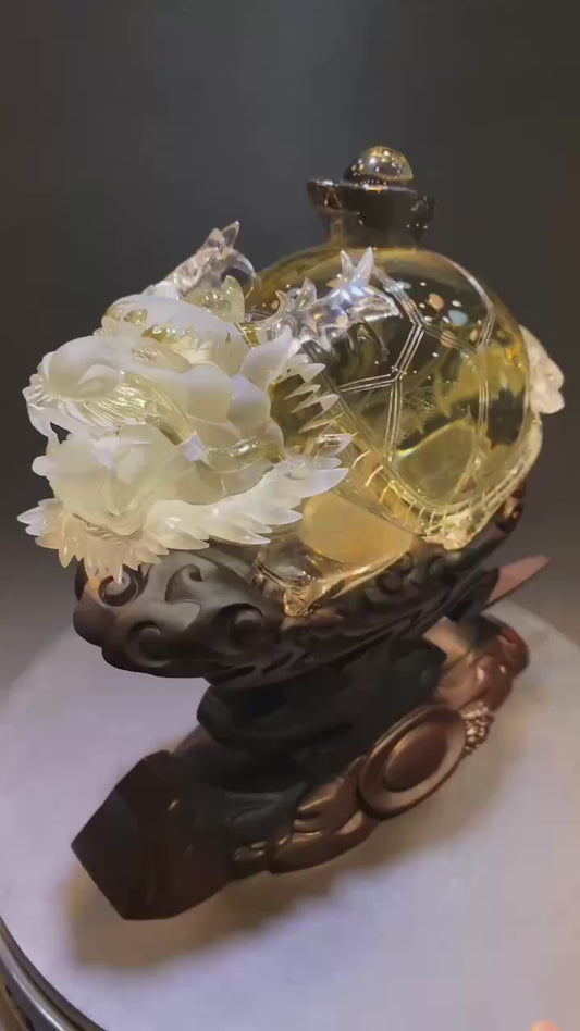 天然黃‎水晶龍龜擺飾 Natural citrine dragon turtle